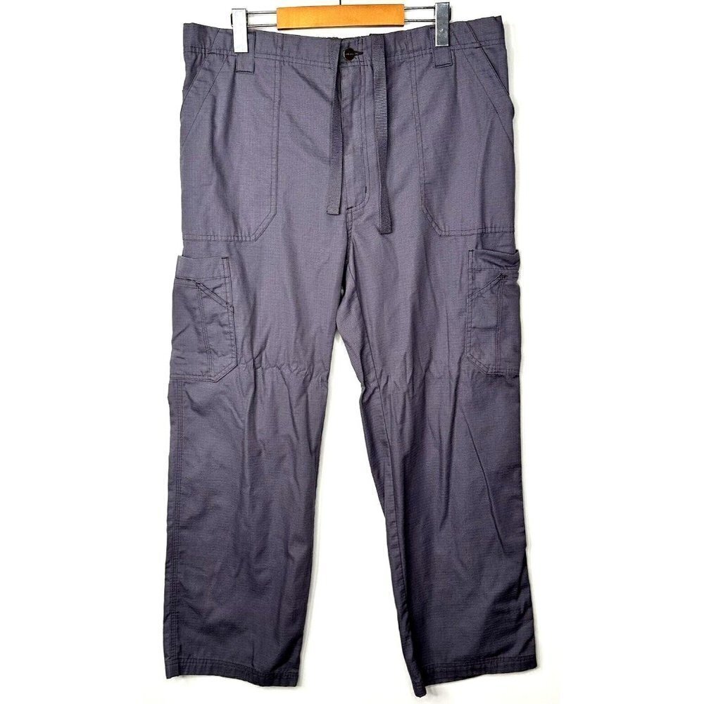 Carhartt Cargo Pants Mens Size Large Gray Ripstop Multi-Cargo Scrub C54108